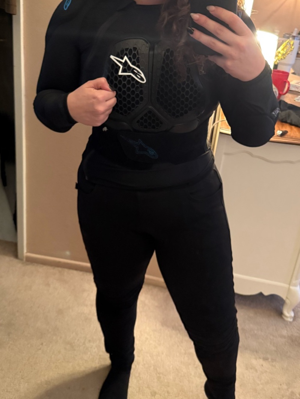 Alpinestars Black Protective Chest Armor Top with Subtle Blue Accents